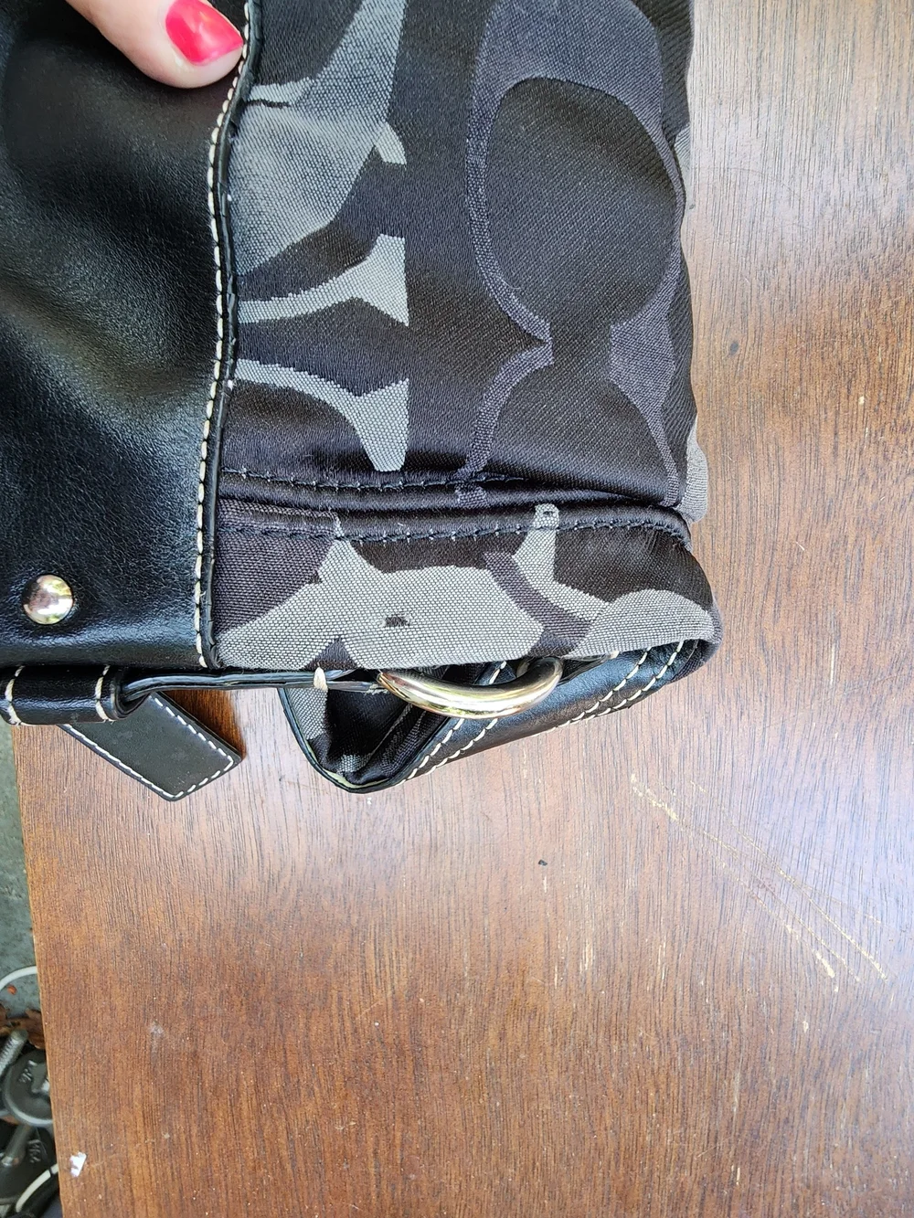 Coach Zoe Optic Signature C Jacquard Hobo Shoulder Bag Black Grey